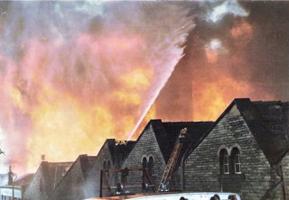 Fire at Foldhead Mills 1974